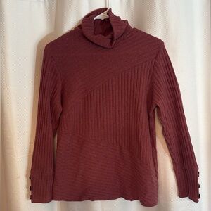 Women's Turtleneck Sweater with Button-Detail Sleeve size XL